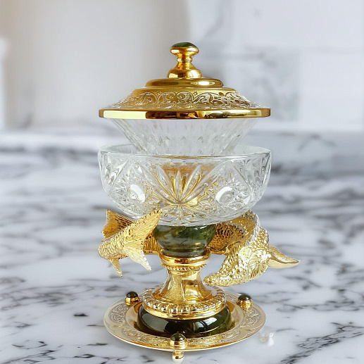 Икорница "Нефритовый осетр". Златоуст купить с доставкой Икорница "Нефритовый осетр". Златоуст